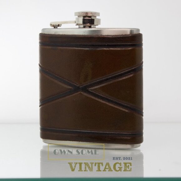 LEATHER Hip Flask | Leather Wrapped Steel Flask 6 oz. | Excellent Gift - Picture 6 of 6